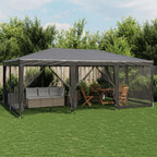 Carpa para fiestas 10 paredes de malla HDPE gris antracita 6x4m