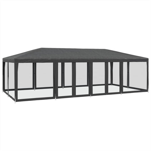 Tenda de festa 12 paredes de malha HDPE cinzenta antracite 8x4m