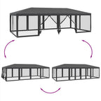 Carpa para fiestas 12 paredes de malla HDPE gris antracita 8x4m