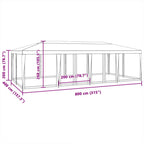 Carpa para fiestas 12 paredes de malla HDPE gris antracita 8x4m