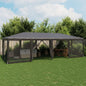 Carpa para fiestas 12 paredes de malla HDPE gris antracita 8x4m