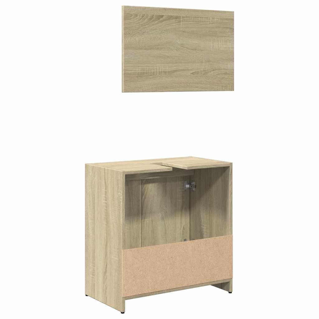 Set de muebles de baño 2 pzas madera contrachapada roble Sonoma