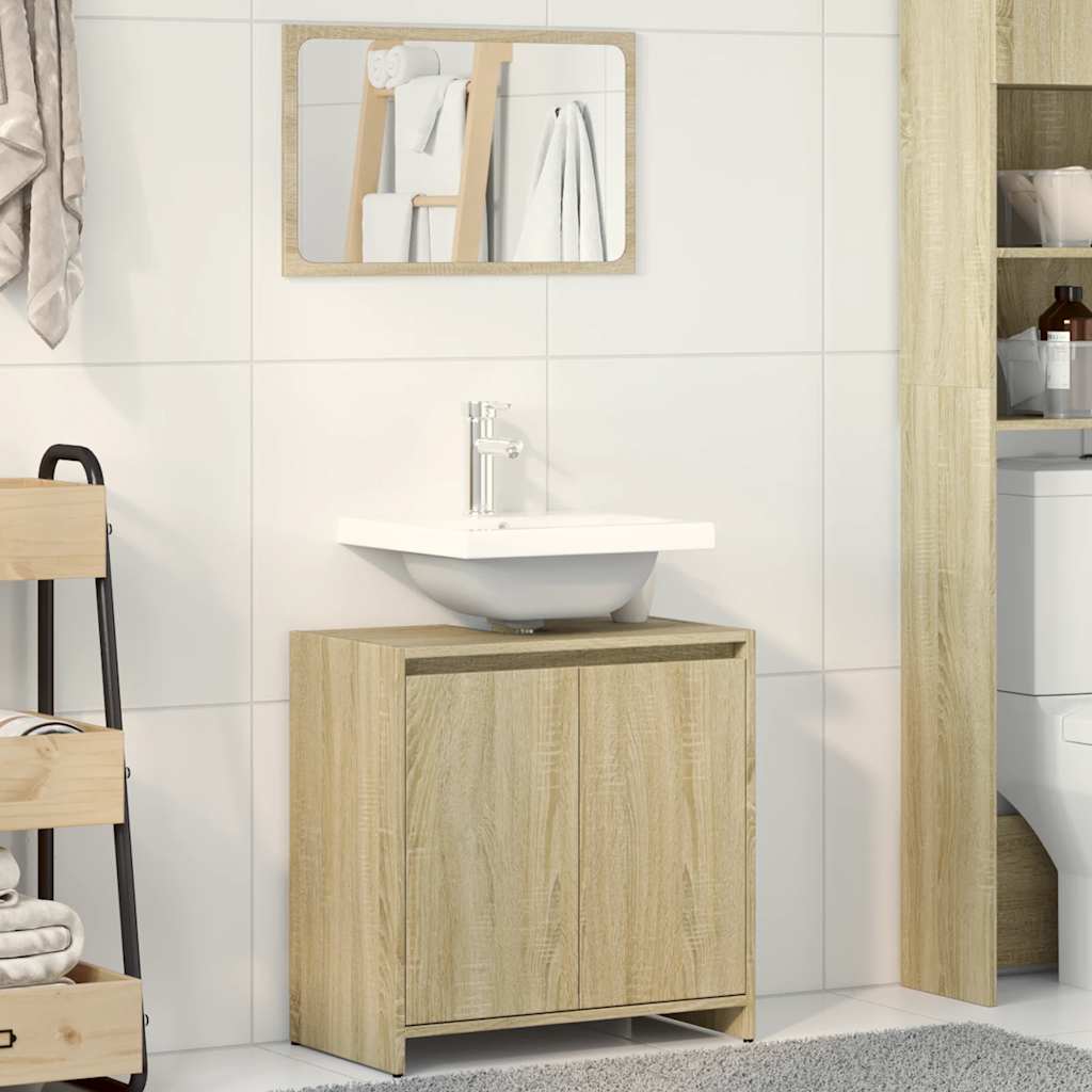Set de muebles de baño 2 pzas madera contrachapada roble Sonoma