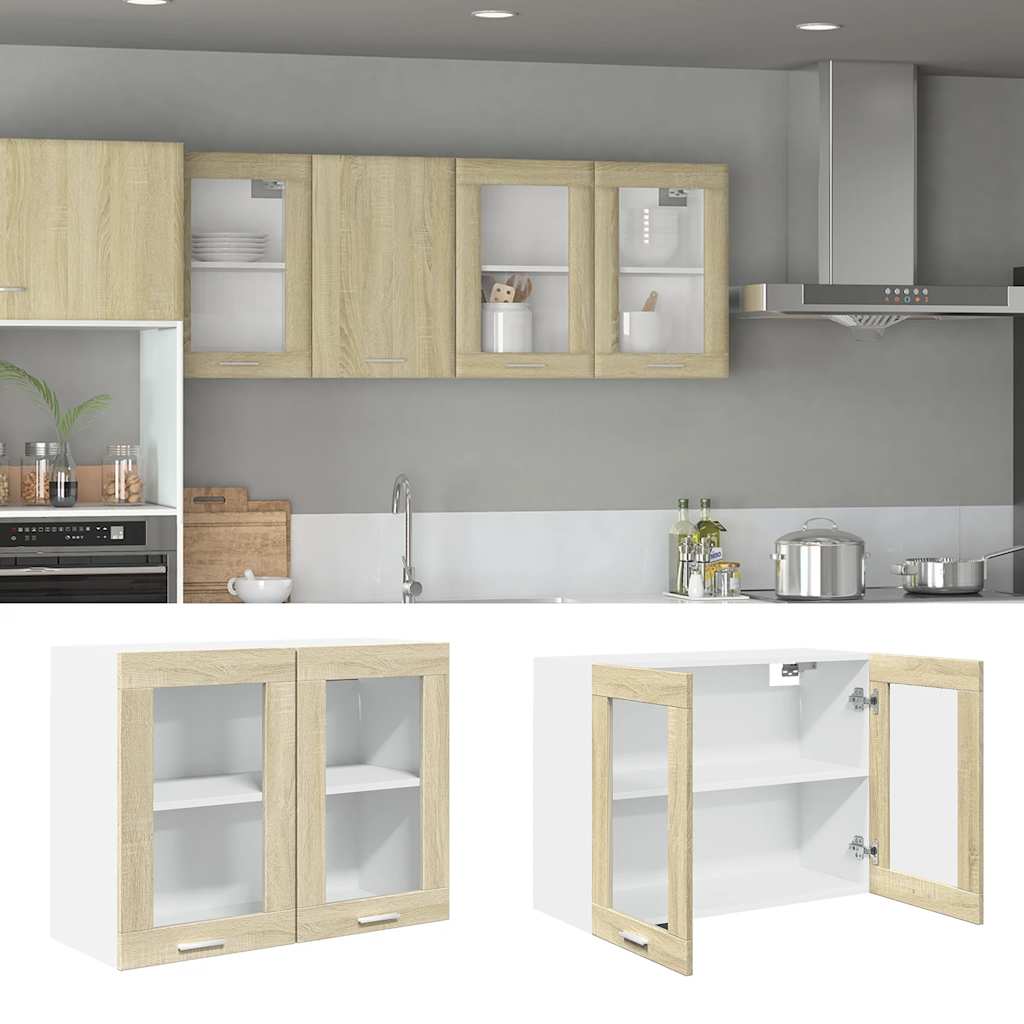 Vitrina colgante "Lyon" roble Sonoma 80x31x60 cm madera de ingeniería