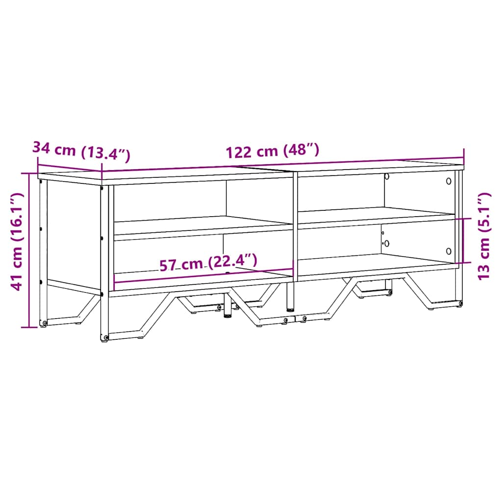 Mueble de TV madera de ingeniería negro 122x34x41 cm