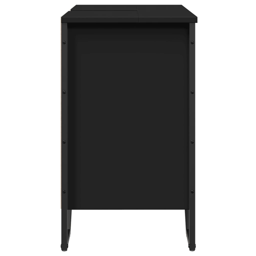 Armario para lavabo de baño madera ingeniería negro 60x35x60 cm