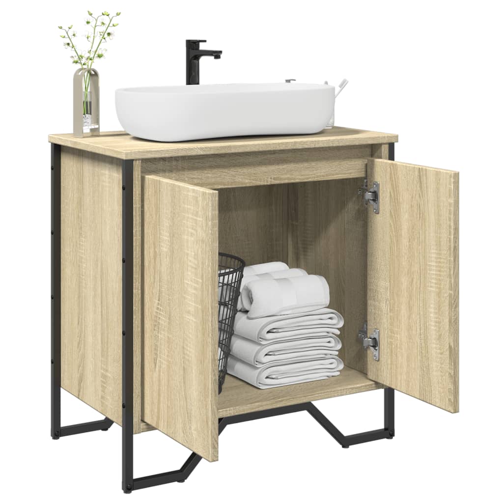 Armario lavabo baño madera ingeniería roble Sonoma 60x33x60 cm