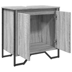 Armario lavabo baño madera ingeniería gris Sonoma 60x35x60 cm