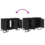 Armario de lavabo de baño madera ingeniería negro 91x35x60 cm