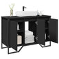 Black engineered wood bathroom sink cabinet 91x35x60 cm