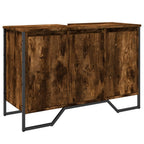 Armario lavabo baño madera ingeniería roble ahumado 91x35x60 cm