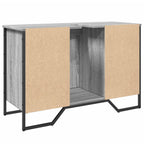 Armario lavabo baño madera ingeniería gris Sonoma 91x35x60 cm
