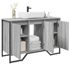 Armario lavabo baño madera ingeniería gris Sonoma 91x35x60 cm