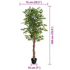 Limonero artificial con 3 troncos PP verde 180 cm