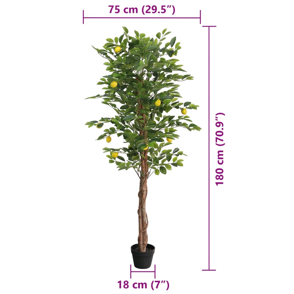 Limonero artificial con 3 troncos PP verde 180 cm
