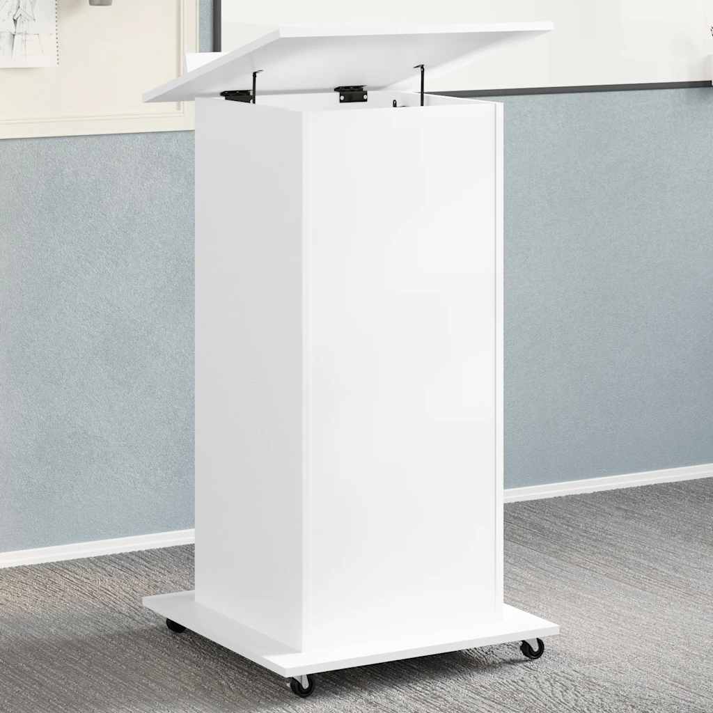 Lectern with wheels and Sonoma grey wood drawer 55x55x107 cm