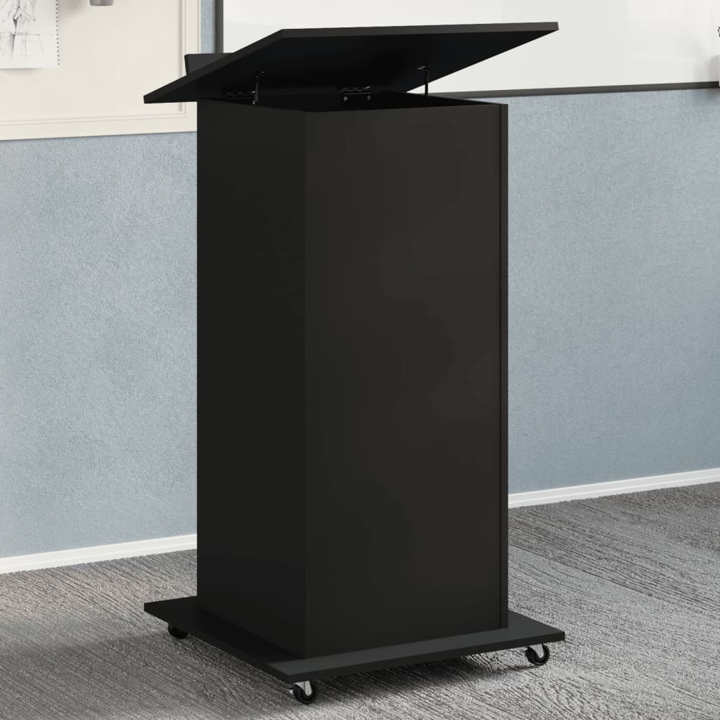 Lectern with wheels and Sonoma grey wood drawer 55x55x107 cm