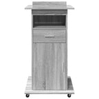 Atril con ruedas y cajón madera gris Sonoma 55x55x107 cm