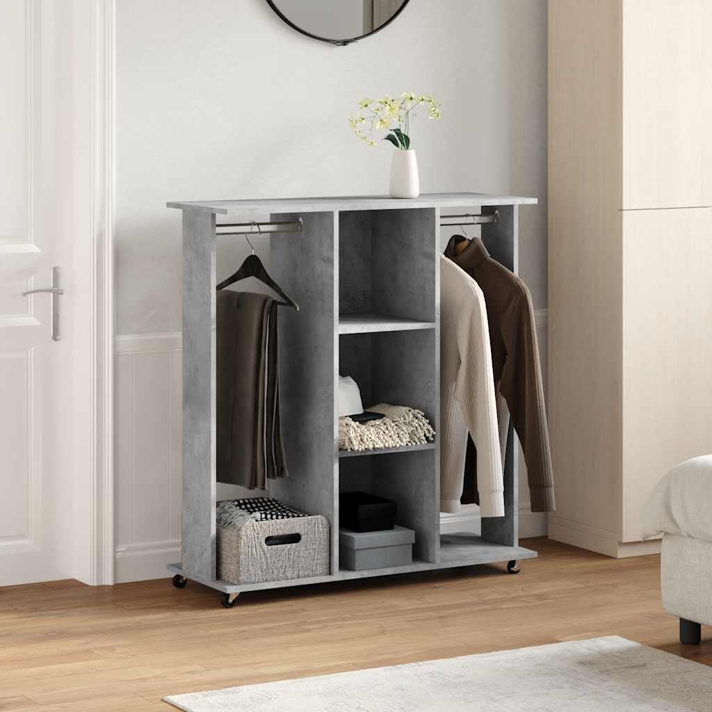 Armario con ruedas madera ingeniería gris hormigón 102x38x110cm