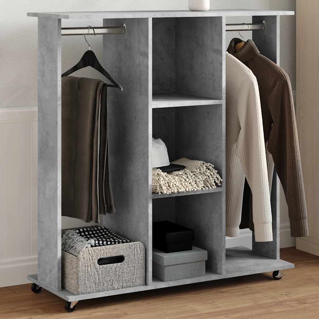 Armario con ruedas madera ingeniería gris hormigón 102x38x110cm