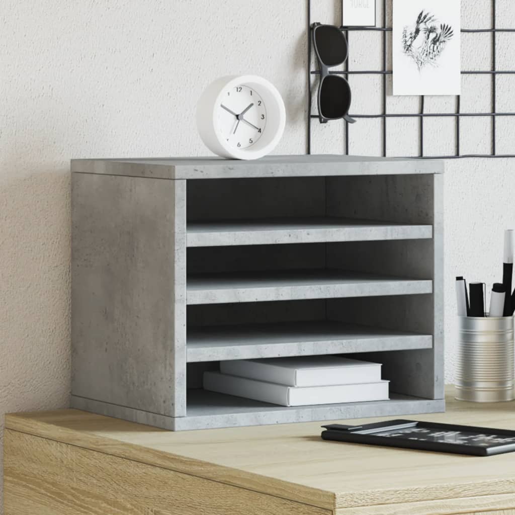 Organizador de escritorio madera ingeniería gris 42x21,5x42 cm