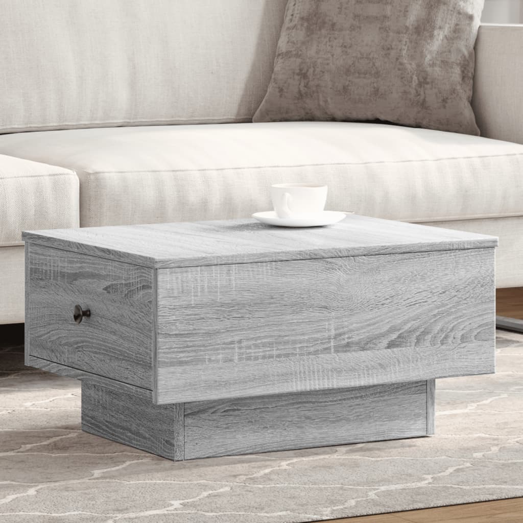 Mesa centro madera ingeniería y hierro gris Sonoma 80x80x45 cm