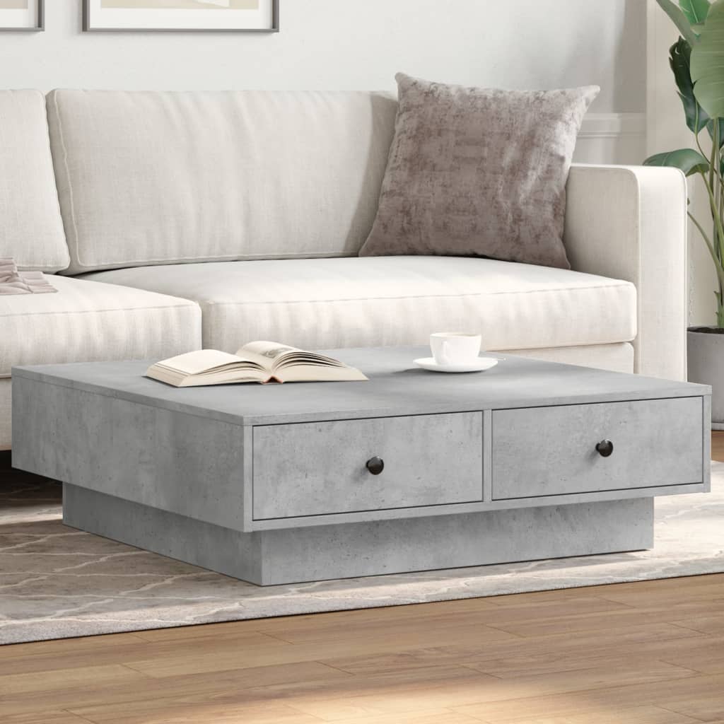 Mesa centro madera ingeniería y hierro gris Sonoma 80x80x45 cm