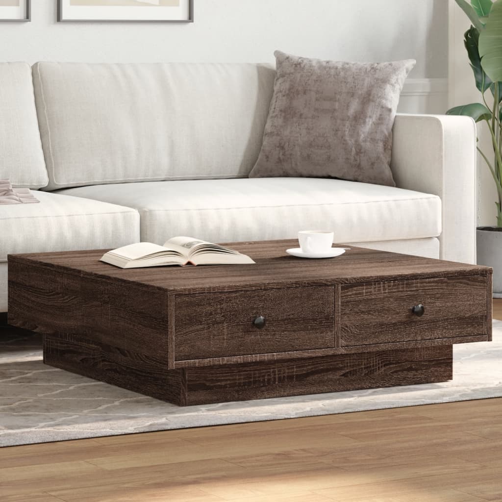 Mesa centro madera ingeniería y hierro gris Sonoma 80x80x45 cm