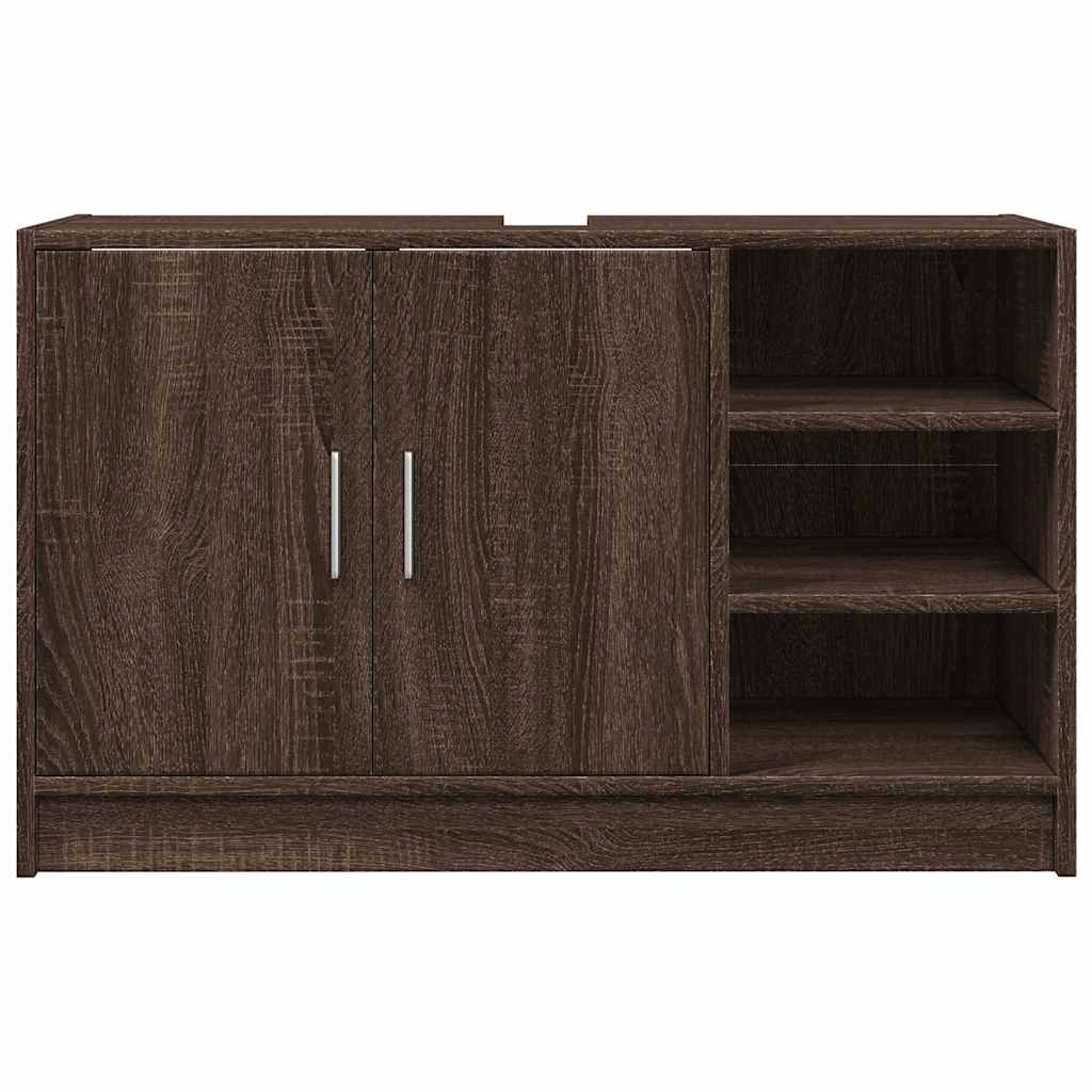 Mueble de lavabo madera de ingeniería roble marrón 90x29x55 cm