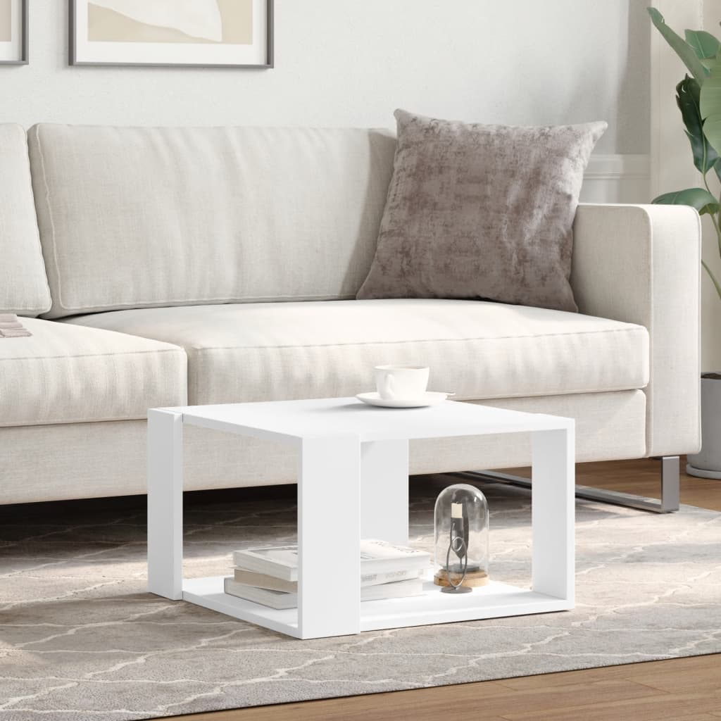 Mesa de centro blanca 51,5x51,5x30 cm madera de ingeniería