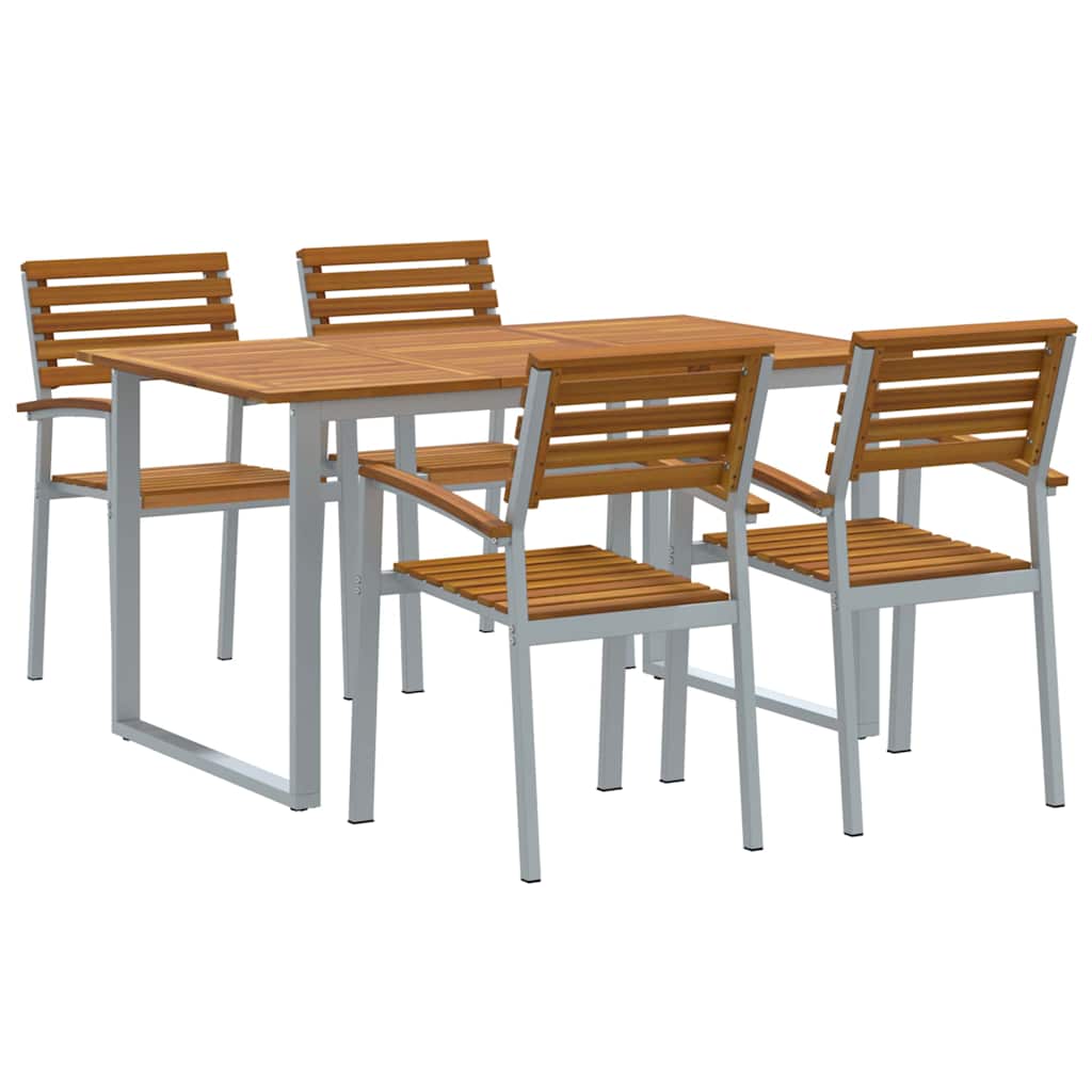 Conjunto de Comedor de Jardín 5 pcs Gris