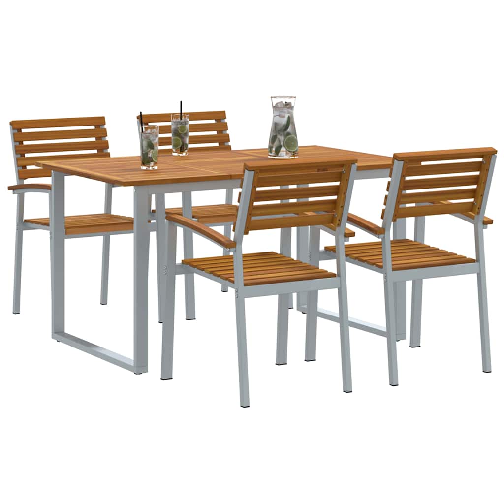 Conjunto de Comedor de Jardín 5 pcs Gris