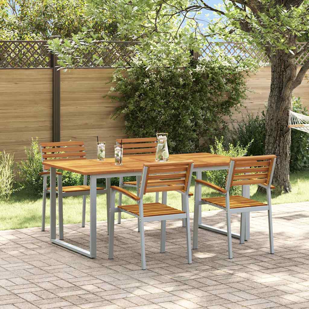 Conjunto de Comedor de Jardín 5 pcs Gris