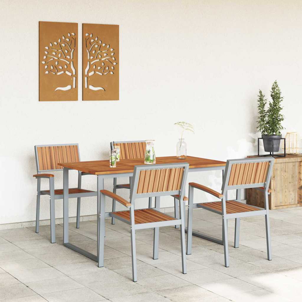 Conjunto de Comedor de Jardín 5 pcs Gris