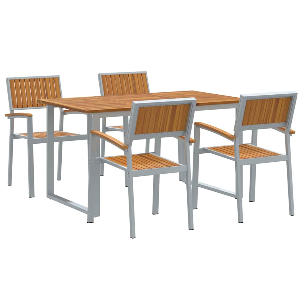 Conjunto de Comedor de Jardín 5 pcs Gris