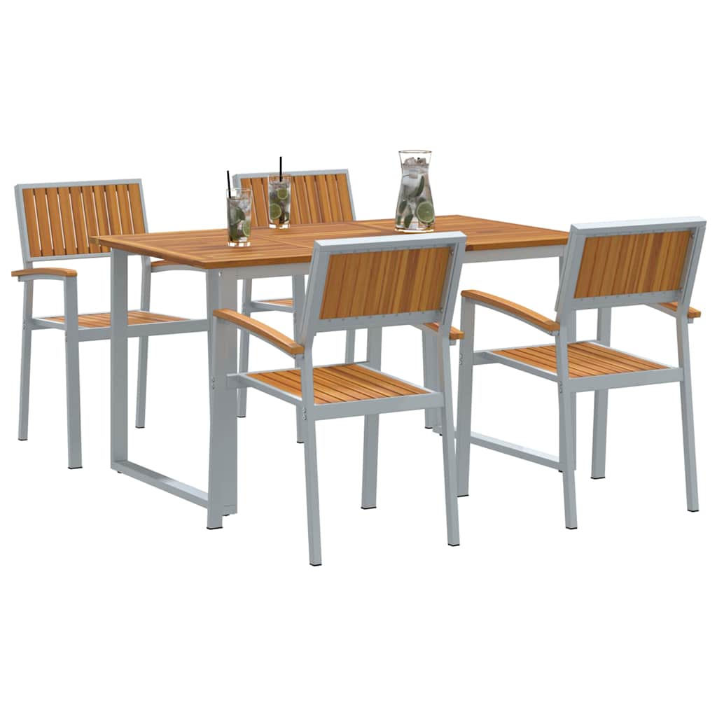Conjunto de Comedor de Jardín 5 pcs Gris