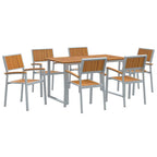 Conjunto de Comedor de Jardín 7 pcs Gris