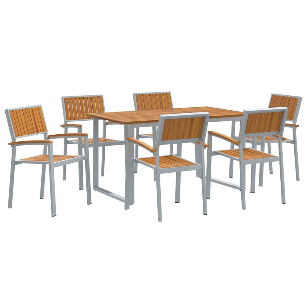 Conjunto de Comedor de Jardín 7 pcs Gris