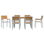 Conjunto de Comedor de Jardín 7 pcs Gris
