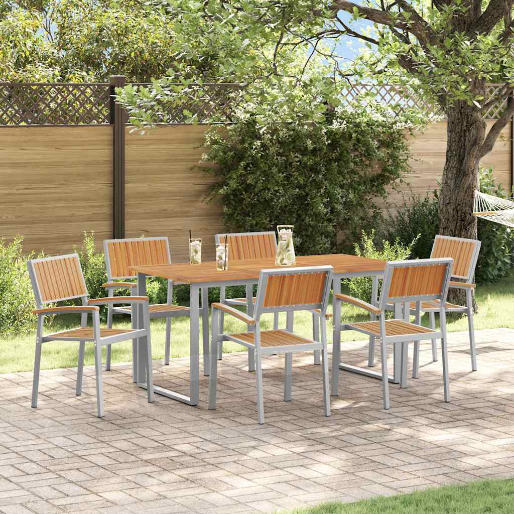7 pcs Garden Dining Set Grey