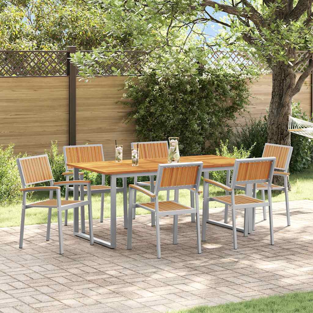 7 pcs Garden Dining Set Grey