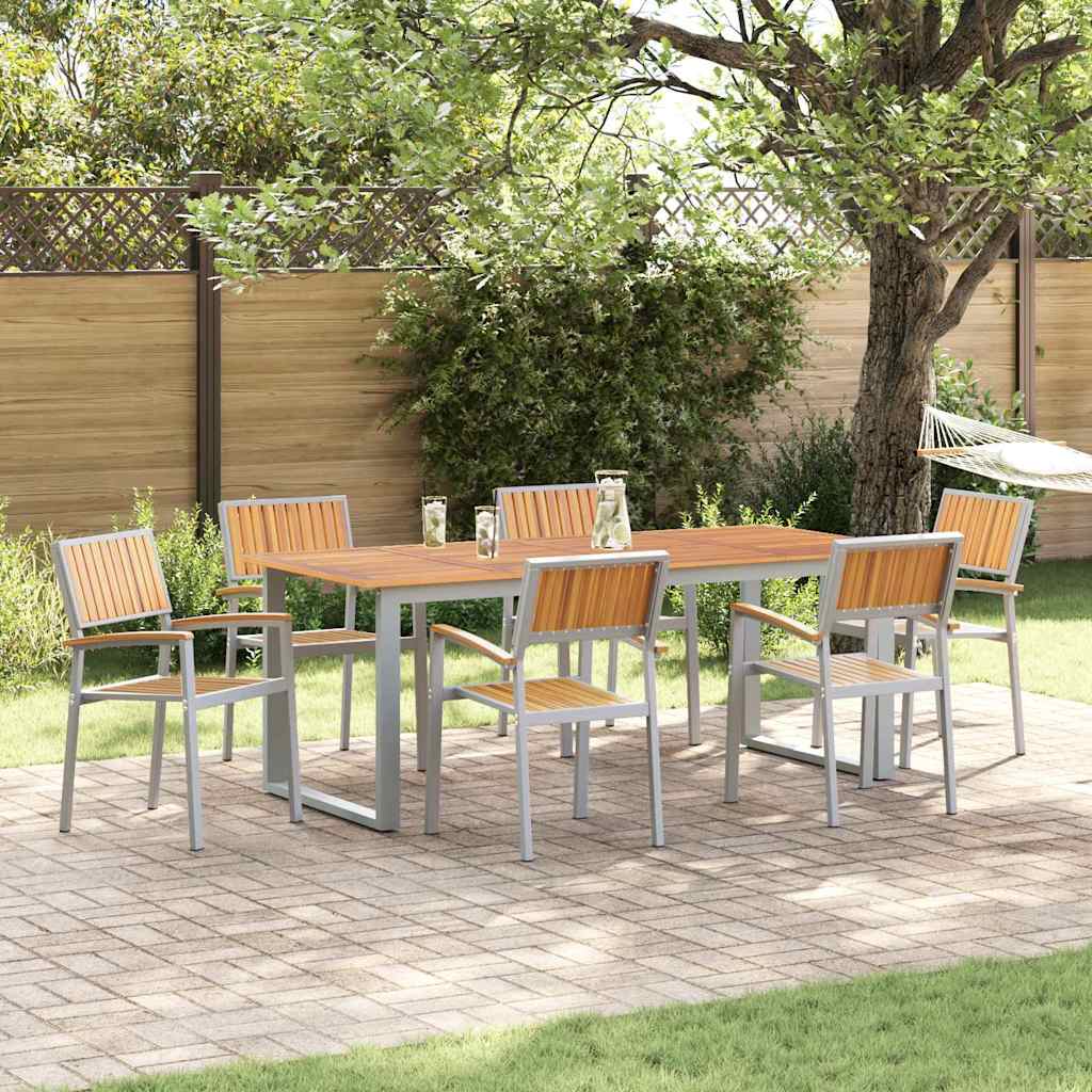 7 pcs Garden Dining Set Grey