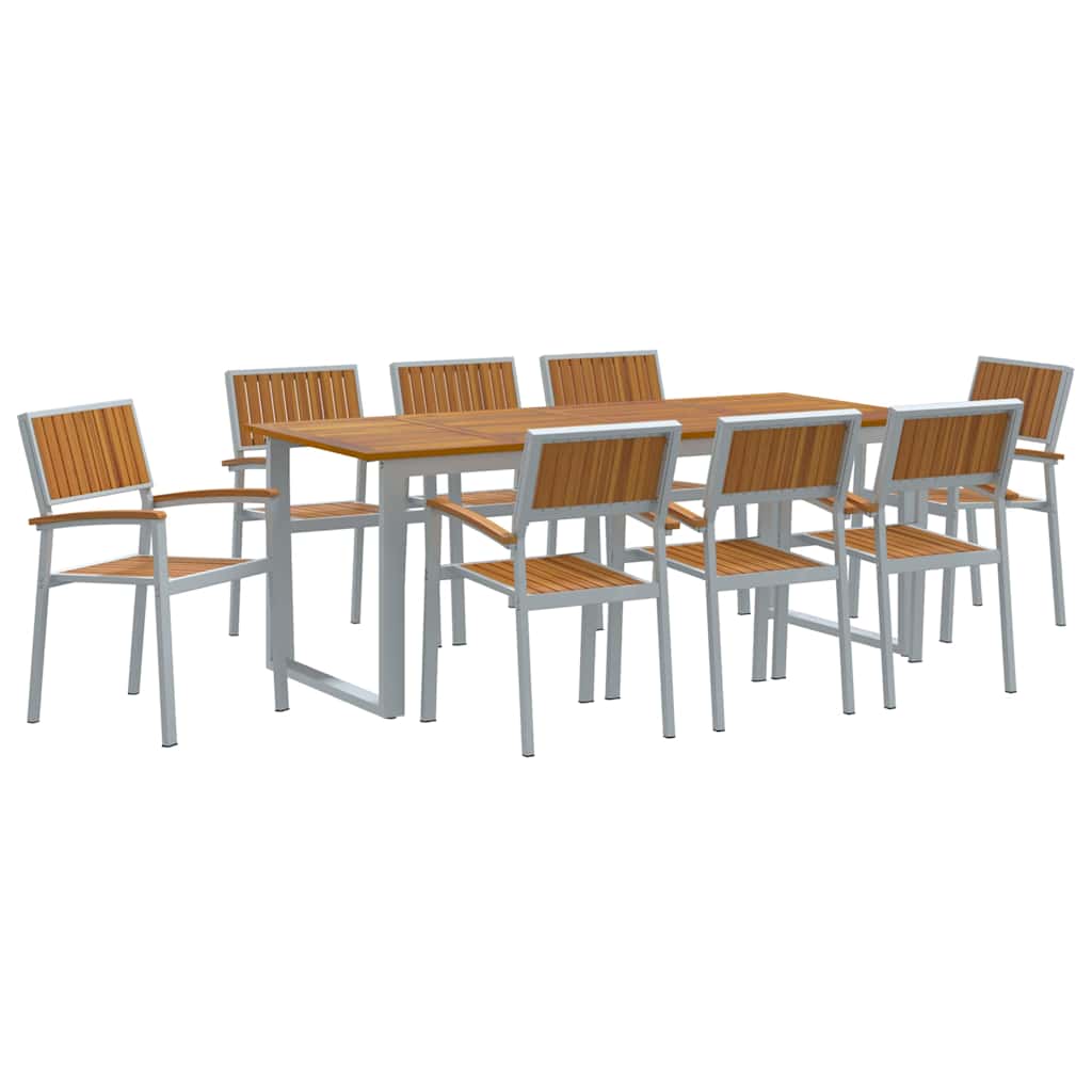 Conjunto de Comedor de Jardín 9 pcs Gris