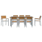 Conjunto de Comedor de Jardín 9 pcs Gris