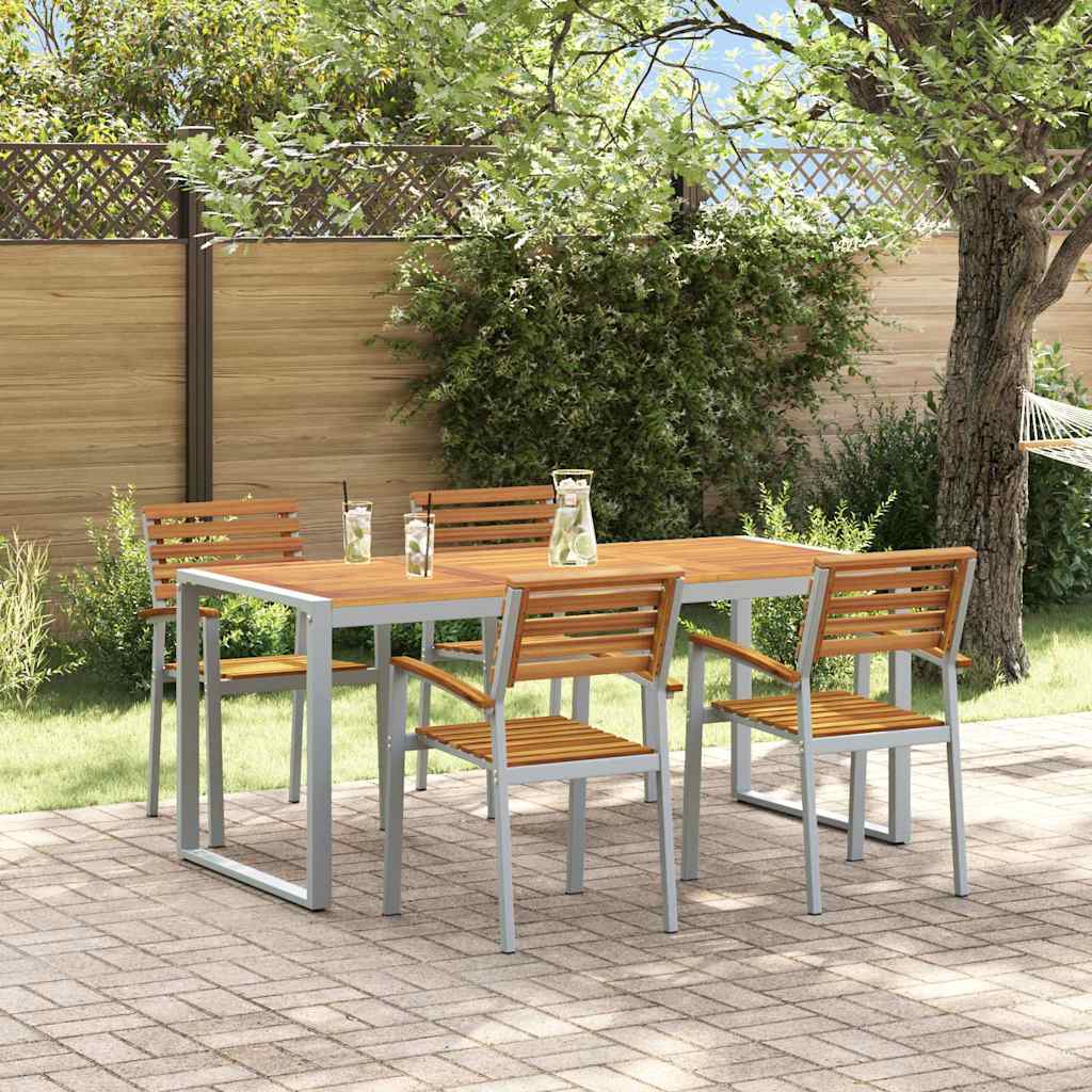 Conjunto de Refeição de Jardim 11 Peças Preto Aço
