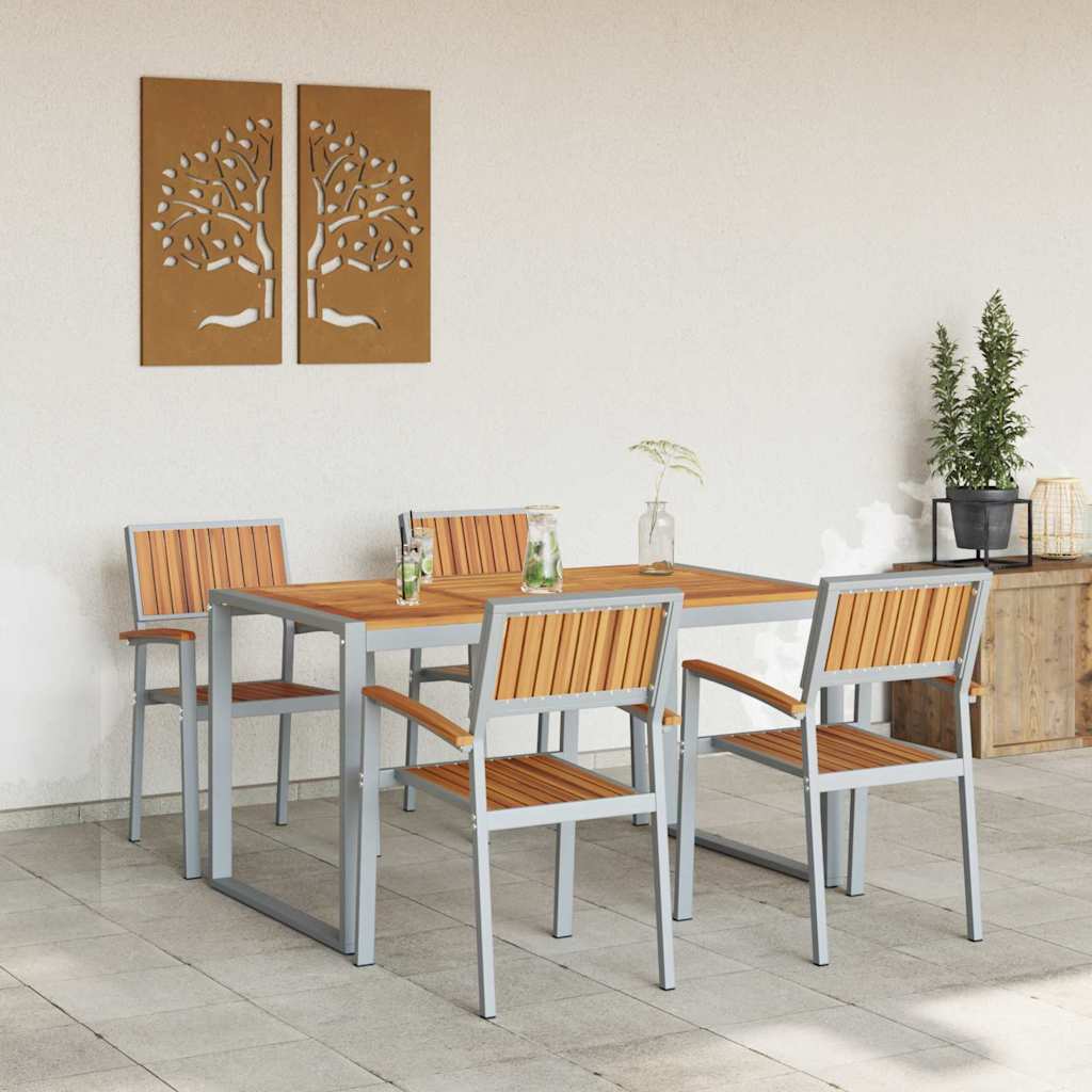 Conjunto de Comedor de Jardín 5 pcs Gris
