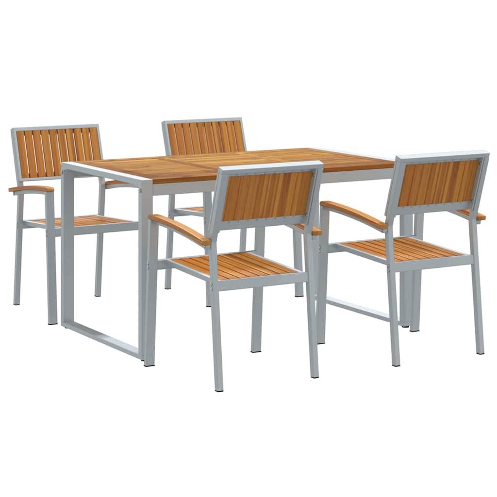 Conjunto de Comedor de Jardín 5 pcs Gris