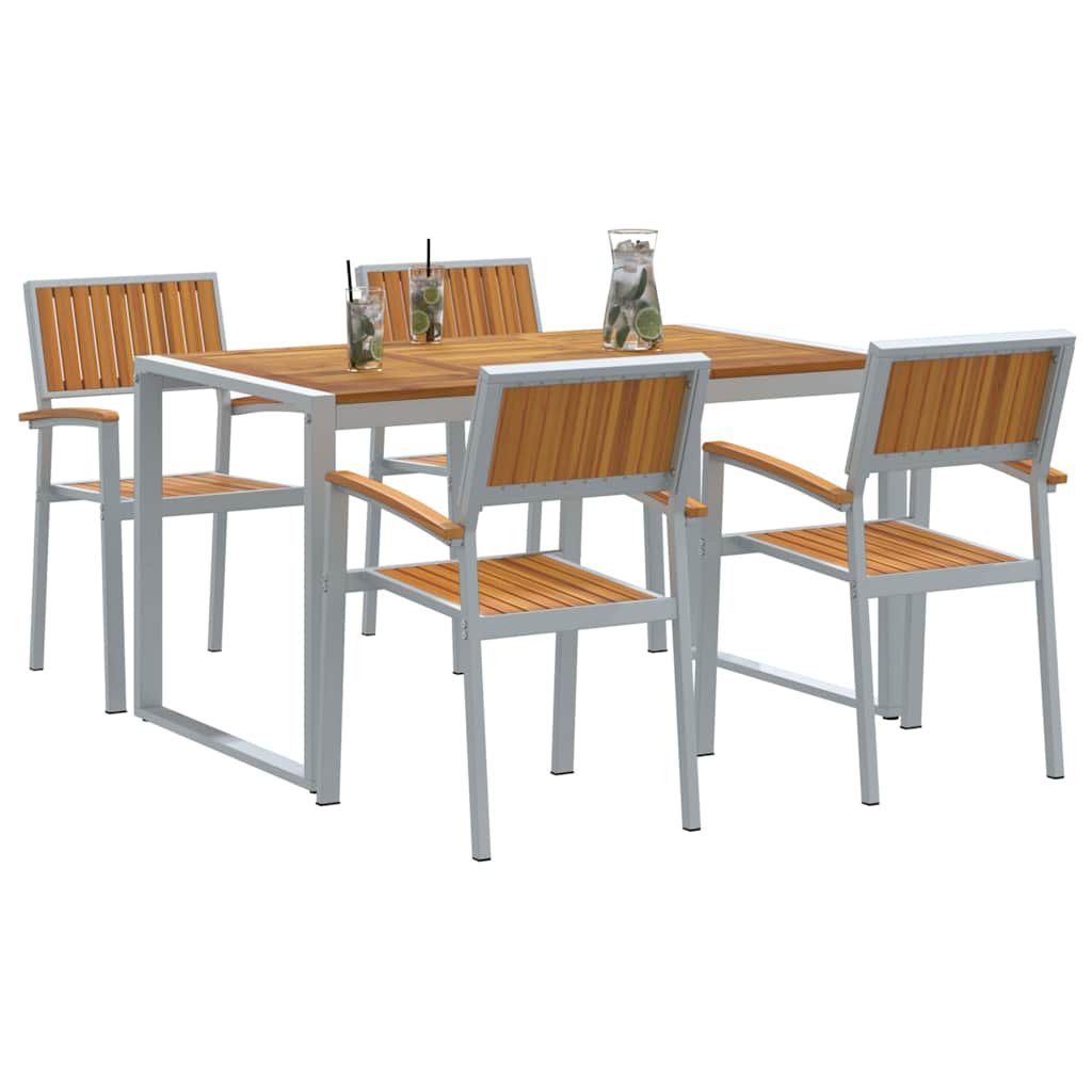 Conjunto de Comedor de Jardín 5 pcs Gris