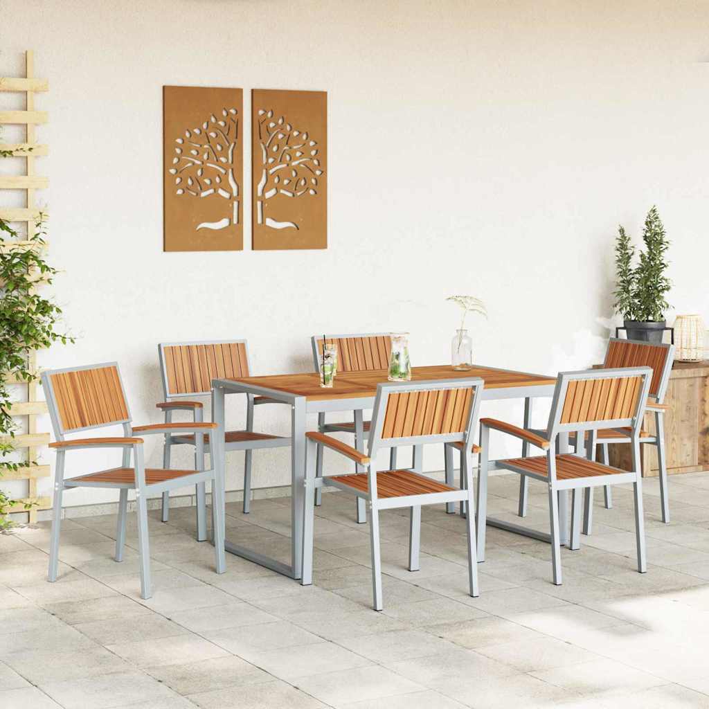 Conjunto de Comedor de Jardín 7 pcs Gris