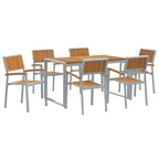 Conjunto de Comedor de Jardín 7 pcs Gris
